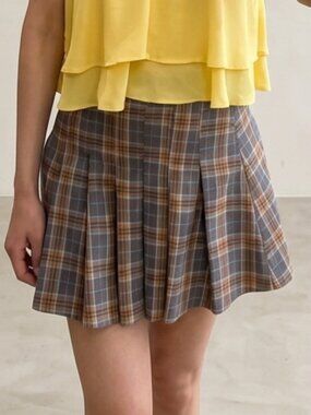 Plaid Pleated Mini Skirt | Y2K Aesthetic | XS